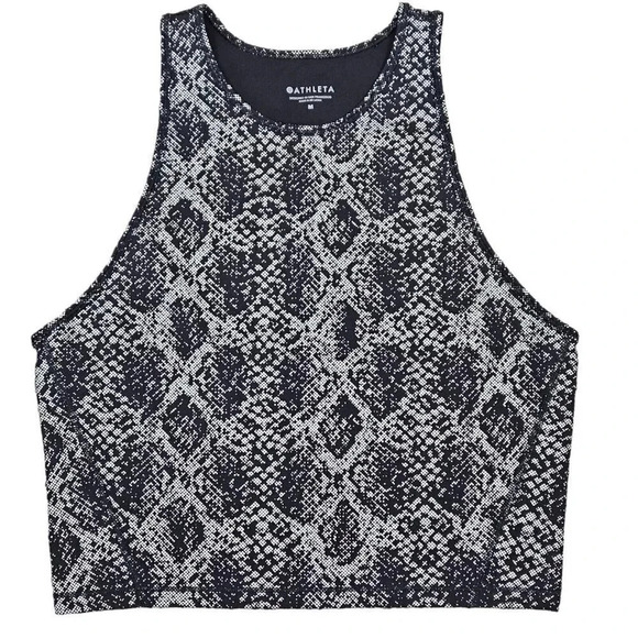 Athleta Viper Midi Tank Top Womens Medium Black Gray Reflective Stretch Active M - Picture 1 of 5